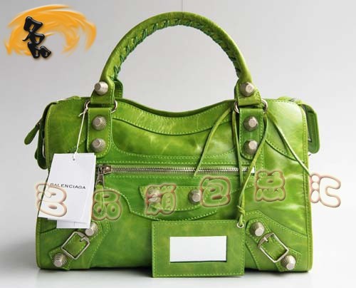 084332A BLENCIAGA最新手提包 BLENCIAGA綠色牛皮時尚女包 巴黎世家機車包
