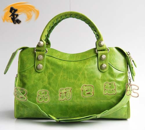 084332A BLENCIAGA最新手提包 BLENCIAGA綠色牛皮時尚女包 巴黎世家機車包