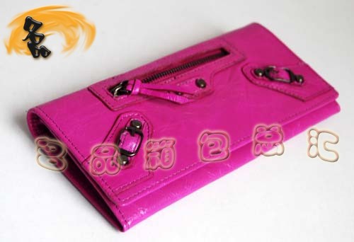 09006 熱賣新款時尚女士錢包 BALENCIAGA粉紅色牛皮錢包 巴黎世家長款錢夾