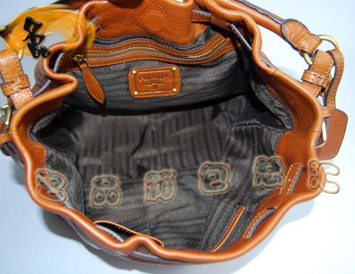 7991 熱銷Prada女包 Prada手提包 普拉達經典款牛皮休閑女包 淺啡色