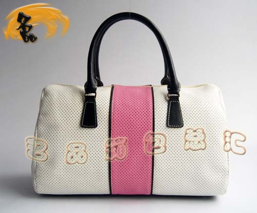 29144 Prada時尚女包 普拉達奢華明星網孔真皮手提包 十色可選 白配粉