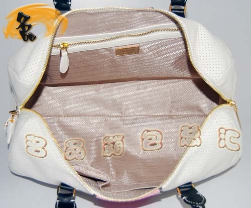 29144 Prada時尚女包 普拉達奢華明星網孔真皮手提包 十色可選 白配粉