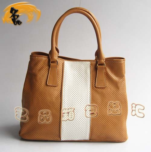 29150 Prada手提包 新款上市 普拉達(dá)經(jīng)典款網(wǎng)孔皮時(shí)尚休閑女包 杏配白