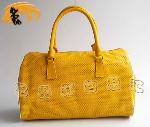 29144 Prada時尚女包 普拉達奢華明星網孔真皮手提包 十色可選 黃色