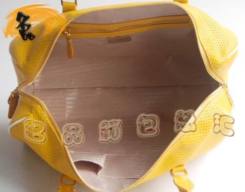 29144 Prada時尚女包 普拉達奢華明星網孔真皮手提包 十色可選 黃色