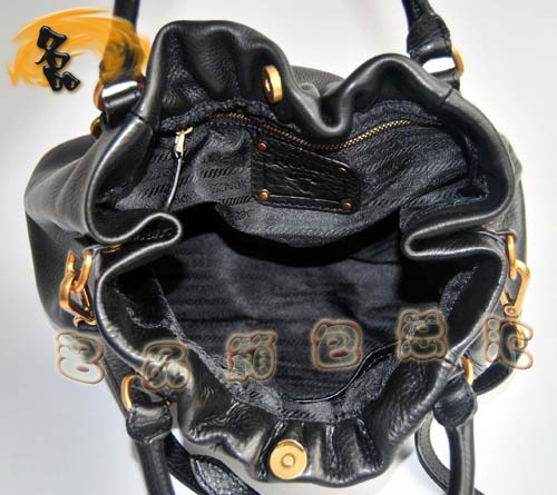 80043 普拉達熱賣新款牛皮兩用女包 Prada手提包 Prada斜挎包 黑色