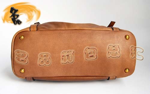 80043 普拉達(dá)熱賣新款牛皮兩用女包 Prada手提包 Prada斜挎包 土黃色