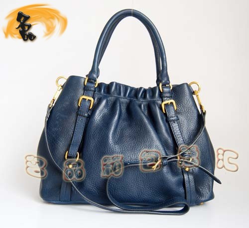 80043 普拉達熱賣新款牛皮兩用女包 Prada手提包 Prada斜挎包 深藍色