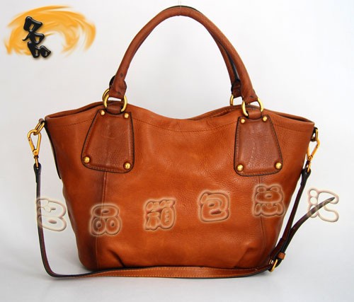 80057 正品品質(zhì) Prada新款全皮斜挎包 普拉達手提包 Prada女包 淺啡色