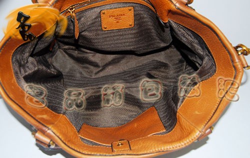 80057 正品品質(zhì) Prada新款全皮斜挎包 普拉達手提包 Prada女包 淺啡色