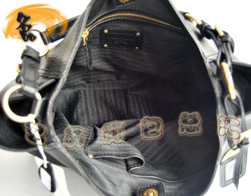 80041 Prada單肩包 Prada最新款高檔牛皮女包 Prada手提 手挽包 黑色