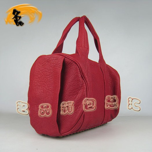 63460 熱賣新款明星酷炫 Aslexander Wang/亞利山大王 柳釘手提包 紅色