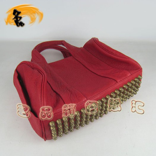 63460 熱賣新款明星酷炫 Aslexander Wang/亞利山大王 柳釘手提包 紅色