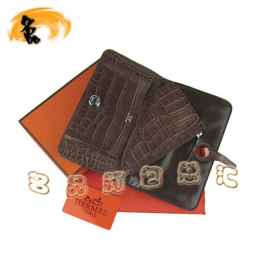 H001 Hermes最新款 鱷魚(yú)紋時(shí)尚女士錢(qián)夾 愛(ài)馬仕長(zhǎng)款錢(qián)包 Hermes錢(qián)包 深啡色