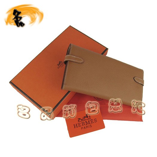 H009 愛(ài)馬仕新款時(shí)尚女士手拿包 Hermes Kelly系列 牛頸紋女包 錢(qián)包 淺啡色