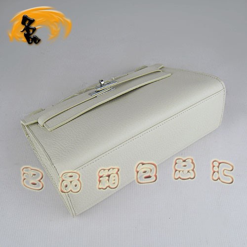 H008 Hermes 荔枝紋女包 Hermes經(jīng)典款 Kelly 凱莉包 手提包 晚宴包 米白色