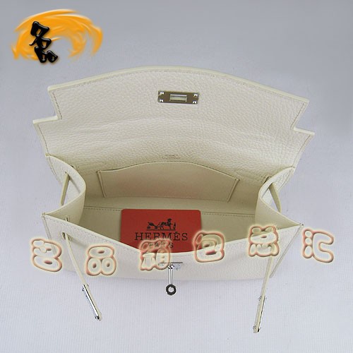 H008 Hermes 荔枝紋女包 Hermes經(jīng)典款 Kelly 凱莉包 手提包 晚宴包 米白色