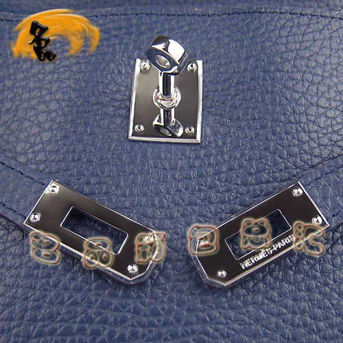 H008 Hermes 荔枝紋女包 Hermes經(jīng)典款 Kelly 凱莉包 手提包 晚宴包 深藍色