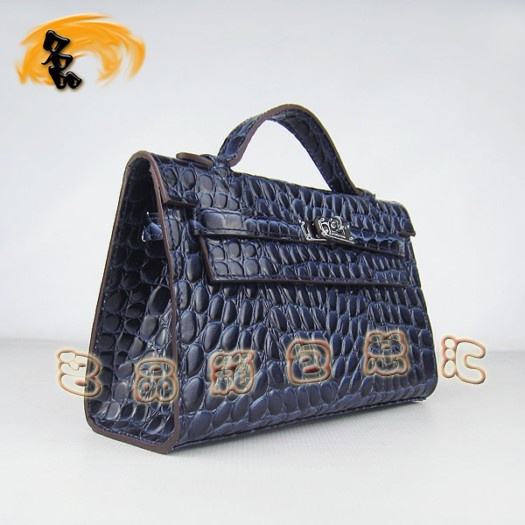 H008 愛馬仕最新款 石頭紋 Kelly系列 Hermes手提包 Hermes女包 深藍(lán)色