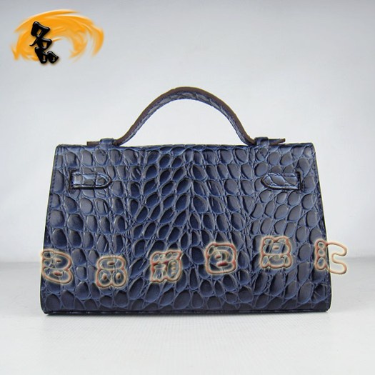 H008 愛馬仕最新款 石頭紋 Kelly系列 Hermes手提包 Hermes女包 深藍(lán)色