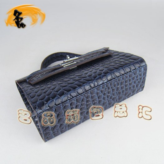 H008 愛馬仕最新款 石頭紋 Kelly系列 Hermes手提包 Hermes女包 深藍(lán)色