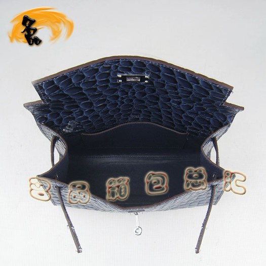 H008 愛馬仕最新款 石頭紋 Kelly系列 Hermes手提包 Hermes女包 深藍(lán)色