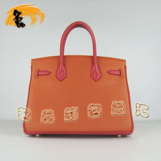 6088 Hermes Birkin 30 鉑金包 女包 Hermes 綠紅橙三色 牛皮手提包 金扣