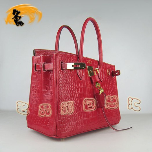 6088 Hermes手提包 鱷魚紋時尚女包 Hermes Birkin 鉑金包 Hermes女包 金扣