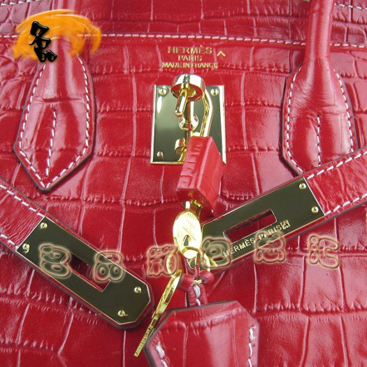 6088 Hermes手提包 鱷魚紋時尚女包 Hermes Birkin 鉑金包 Hermes女包 金扣
