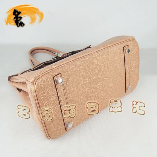 6089 Hermes 35 Birkin 珍珠紋女包 Hermes手提包 Birkin 鉑金包 杏色銀扣