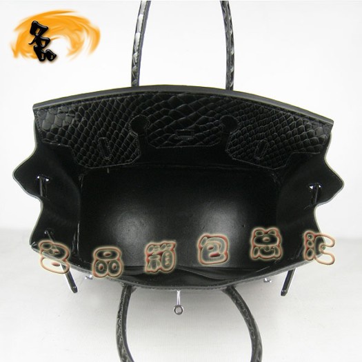 6089 Hermes新款魚紋女士手提包 Hermes Birkin 鉑金包 35 Birkin 黑色銀扣