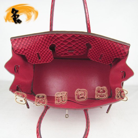 6089 Hermes新款魚紋女士手提包 Hermes Birkin 鉑金包 35 Birkin 紅色金扣