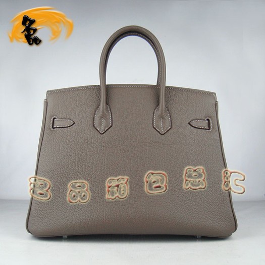 6089 愛(ài)馬仕手提包 Hermes女包 Hermes Birkin 鉑金包 牛頸紋 灰色銀扣(35)