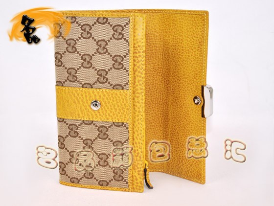 233028 古奇新款女士長(zhǎng)款錢(qián)包 GUCCI 雙G花布錢(qián)包 GUCCI帆布包 杏配黃色