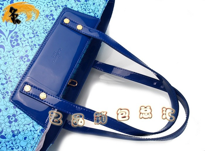 M93161 LV最新款沙灘包 LV亮皮女包 LV單肩包 LV女包 村上隆設(shè)計 藍(lán)色