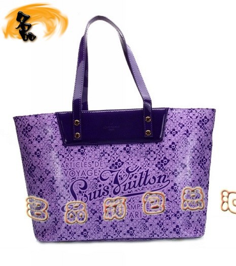 M93162 LV最新款沙灘包 LV亮皮女包 LV單肩包 LV女包 村上隆設計 紫色