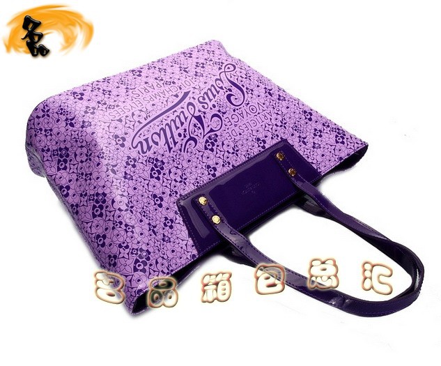 M93162 LV最新款沙灘包 LV亮皮女包 LV單肩包 LV女包 村上隆設計 紫色