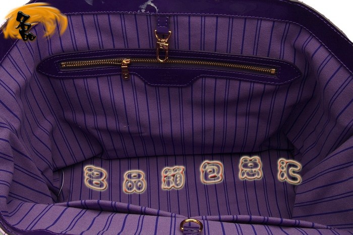 M93162 LV最新款沙灘包 LV亮皮女包 LV單肩包 LV女包 村上隆設計 紫色