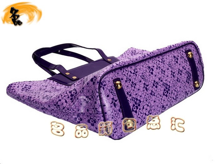M93162 LV最新款沙灘包 LV亮皮女包 LV單肩包 LV女包 村上隆設計 紫色