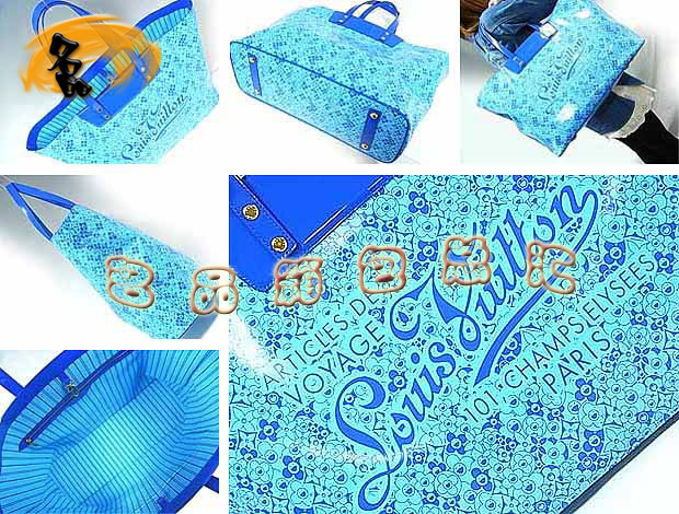 M93164 LV新款沙灘包 LV亮皮女包 LV單肩包 LV女包 1:1品質 藍色