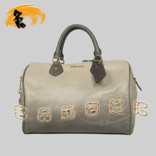 8599 Prada時尚新款休閑女包 普拉達經典手提包 Prada斜挎包 黑配灰色