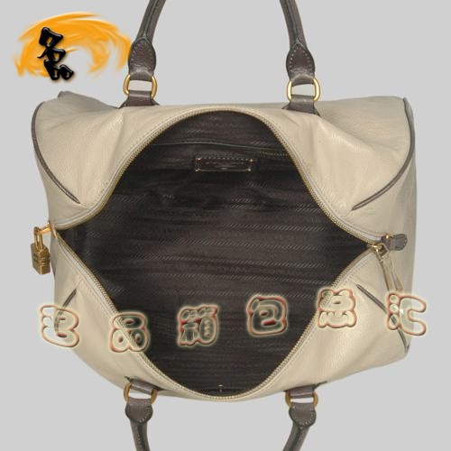 8599 Prada時尚新款休閑女包 普拉達經典手提包 Prada斜挎包 黑配灰色