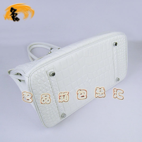6089 Hermes最新款 手提包 Hermes Birkin 鉑金包 愛馬仕鱷魚紋(35cm) 白色銀扣
