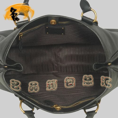 8602 Prada熱銷1:1品質女包 普拉達高檔牛皮手提包 Prada斜挎包 黑色