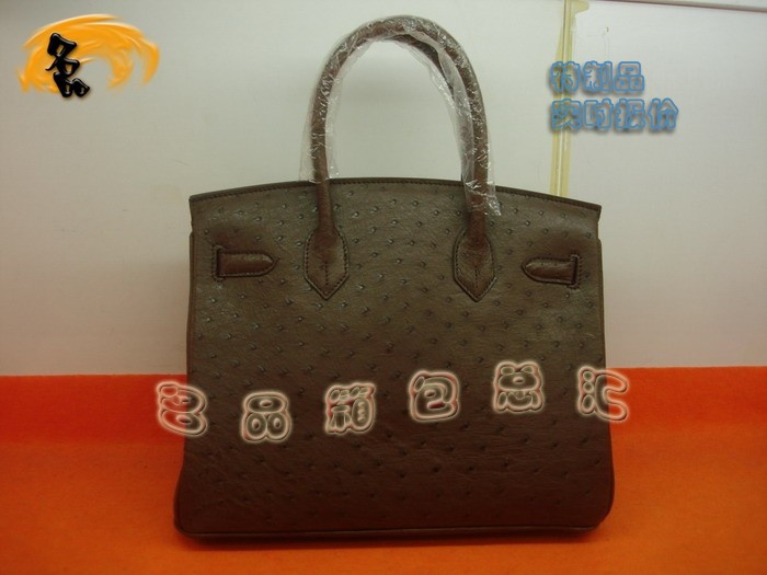 07276 真鴕鳥皮手提包 Hermes Birkin 鉑金包 Hermes 女包 啡色 專業訂制品 實時報價