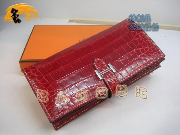 04618 Hermes最新款 Hermes真鱷魚皮 時(shí)尚女士錢夾 愛馬仕長款錢包 紅色 實(shí)時(shí)報(bào)價(jià)