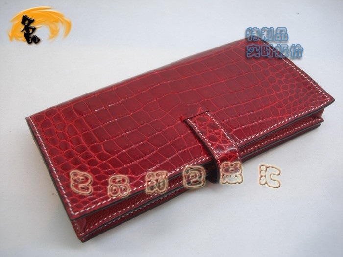 04618 Hermes最新款 Hermes真鱷魚皮 時(shí)尚女士錢夾 愛馬仕長款錢包 紅色 實(shí)時(shí)報(bào)價(jià)