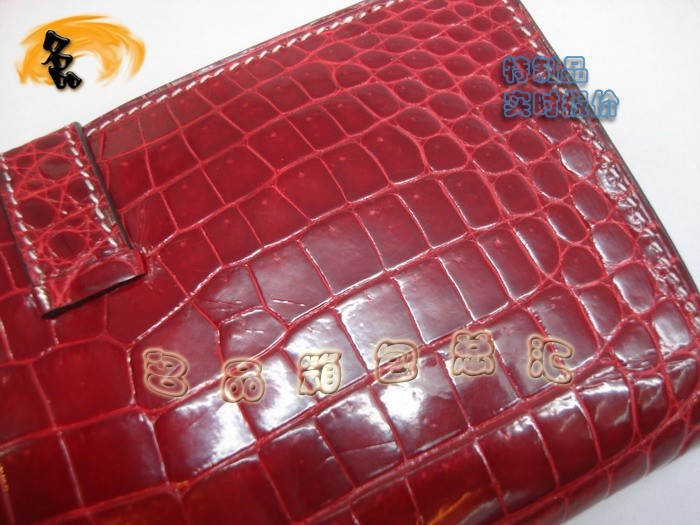 04618 Hermes最新款 Hermes真鱷魚皮 時(shí)尚女士錢夾 愛馬仕長款錢包 紅色 實(shí)時(shí)報(bào)價(jià)