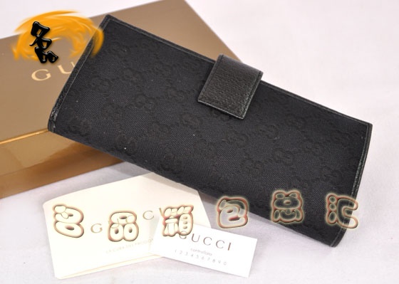 112715 Gucci經典雙G花布女士錢夾 Gucci長款錢包 Gucci女包 錢包 黑色