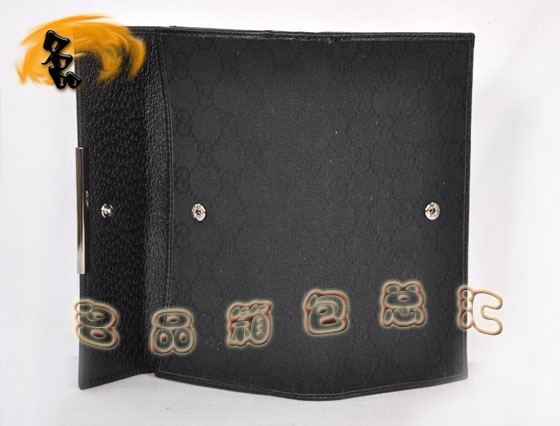 112715 Gucci經典雙G花布女士錢夾 Gucci長款錢包 Gucci女包 錢包 黑色